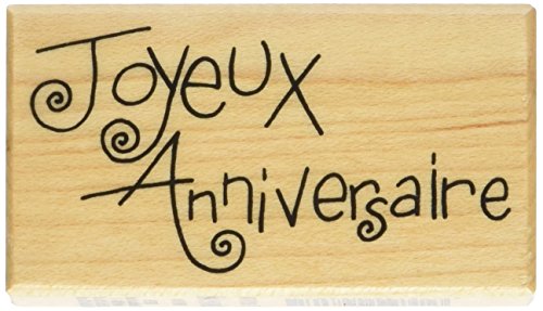 Tampon'joyeux anniversaire texte en bois