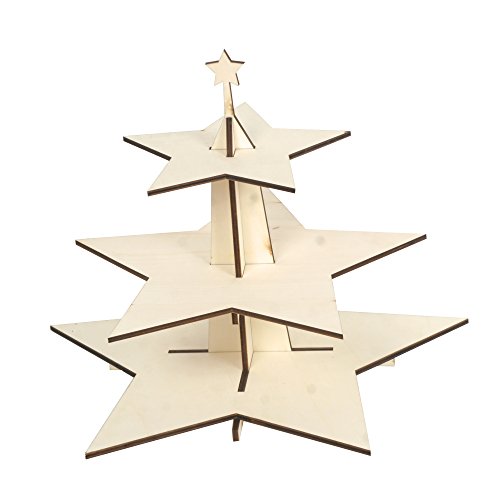 Etoiles bois 3 étages beige