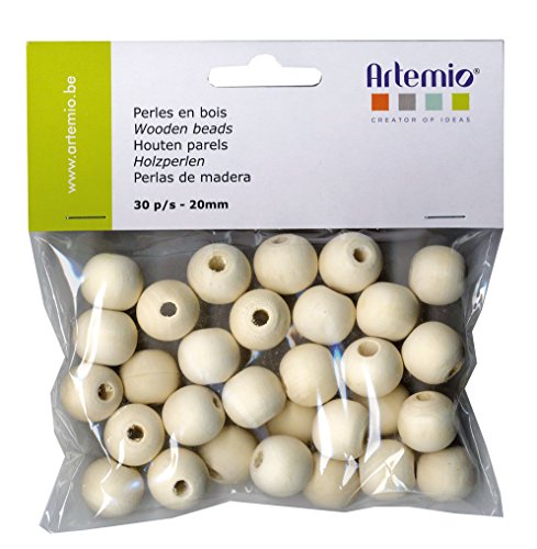 30 pièces 20 perles en bois, beige