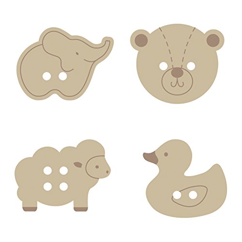 2,5 cm animaux boutons en bois beige lot de 24