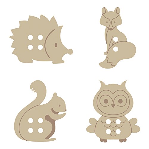 - 2,5 cm forêt animaux boutons en bois, lot de ...