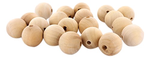 - 25 mm-lot de 20 perles en bois brut avec trou...