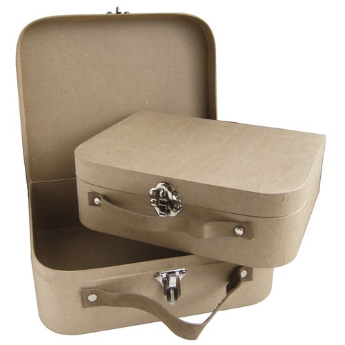 - 28 x 23 x 9,5 cm valises en papier maché-lot ...
