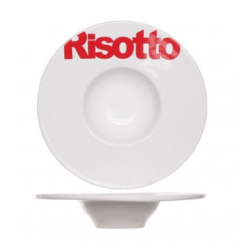 - 516509 - assiette risotto blanche deco rouge 2cm