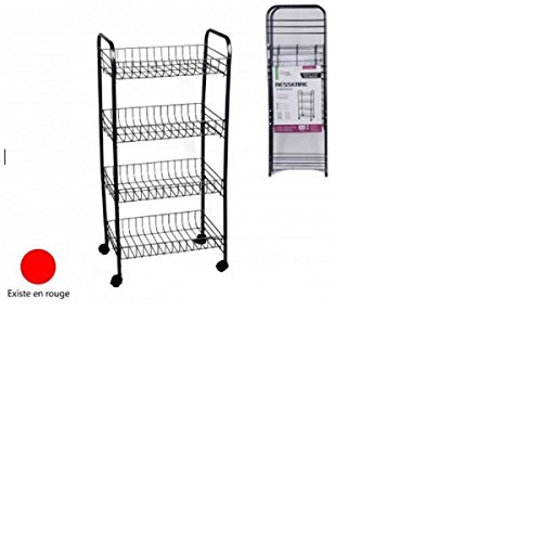 Générique Resserre à Légumes 4 Niveaux Rouge - Chariot de cuisine 4 étagères en Métal Rouge - Resserre Métal 4 Paniers Rouge - L.38.5 x l. 26.5 x H.80 cm code EAN 5414886302793 