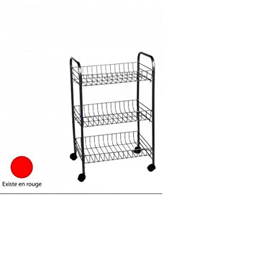 Générique Resserre à Légumes 3 Niveaux Rouge - Chariot de cuisine 3 étagères en Métal Rouge - Resserre Métal 3 Paniers Rouge - L.38 x l. 26.5 x H.60 cm code EAN 5414886302809 