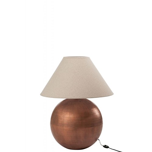 Lampe boule métal cuivre/jute 56x56x7