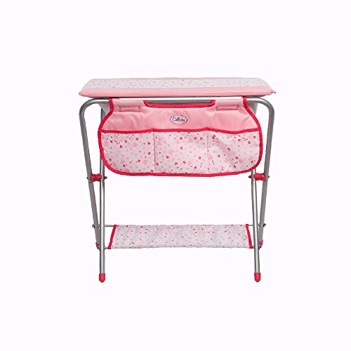 Table à langer 2 en 1 rose en métal pour poupée...