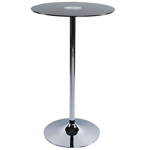 - table haute bar 'xena' mange debout verre noir