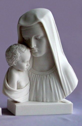 Les enfants de Marie Buste Statue Sainte Vierge Marie enfant Jésus albâtre statuette H. 14 CM code EAN 5420561234563 