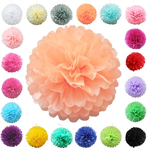 TtS lot de 10 (pêche clair) Tissu Papier Pom Po...