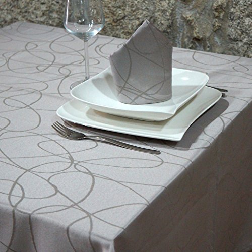 BgEurope Luxe Argent - Nappe anti taches Traitement - Grandes Tailles - Réf. Lignes, argent, 59 x 137" (150 x 350cm) code EAN 5600346691815 