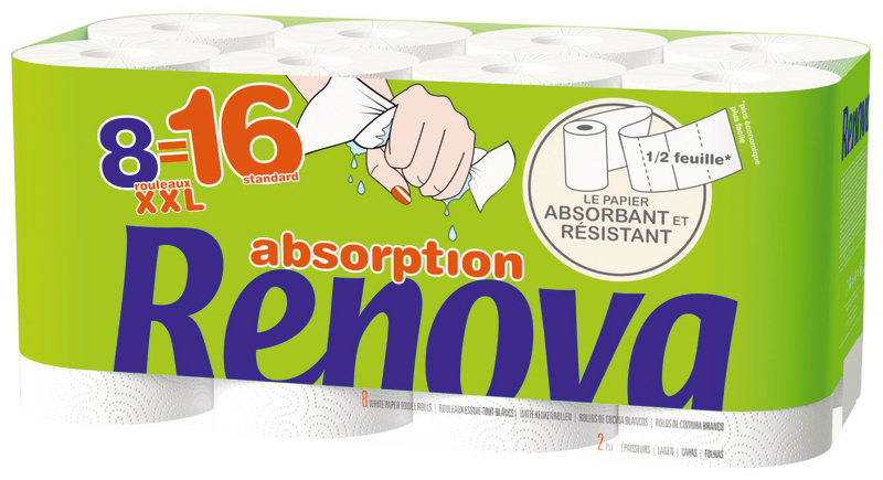 ESSUIE-TOUT ABSORPTION XXL 8 ROULEAUX=16 RENOVA