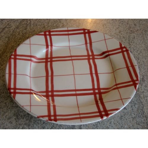 Assiette plate à ailes 'carreaux rouge' (lot de...