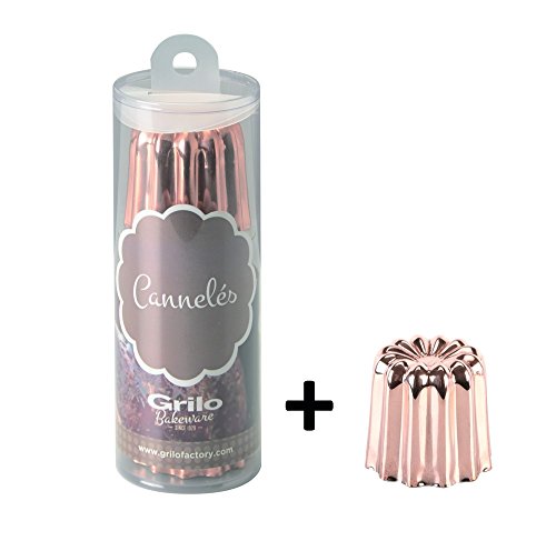 811009 lot de 3 moules à cannelé cuivre intérie...