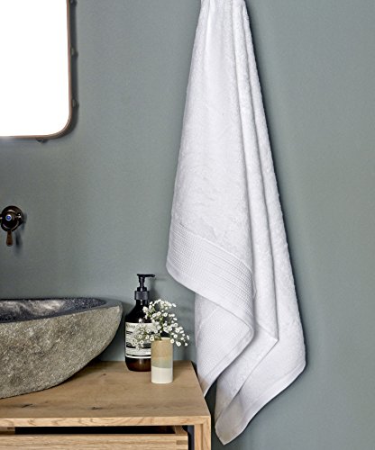 Serviette éponge blanche, avec bordure, 100% co...