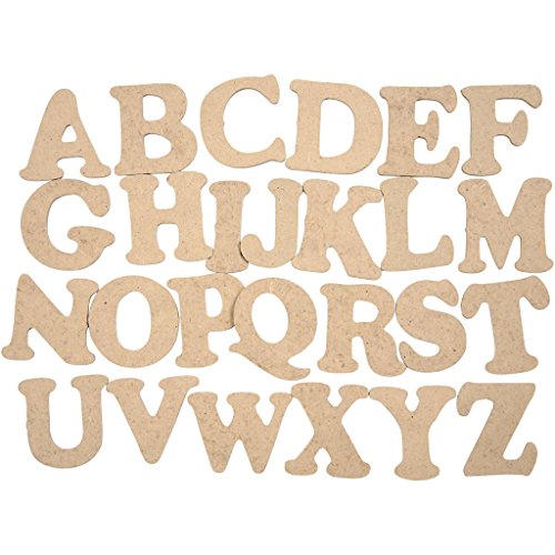Lettres en bois - Assortiment, h: 4 cm, épaisse...