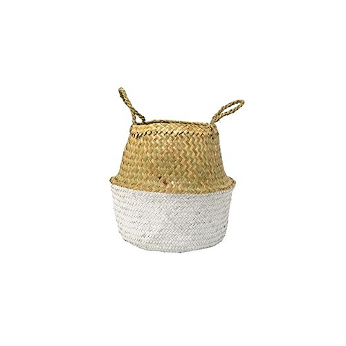 Panier boule bicolore - Naturel / Blanc (petit ...