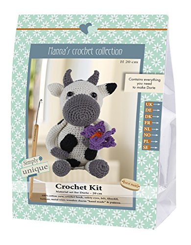 Go handmade Go fabriqué à la main 0.51 Cow, Dorte 1 Kit crochet, coton, gris, 16 x 7 x 22 cm 5712006120082 (5712006120082)