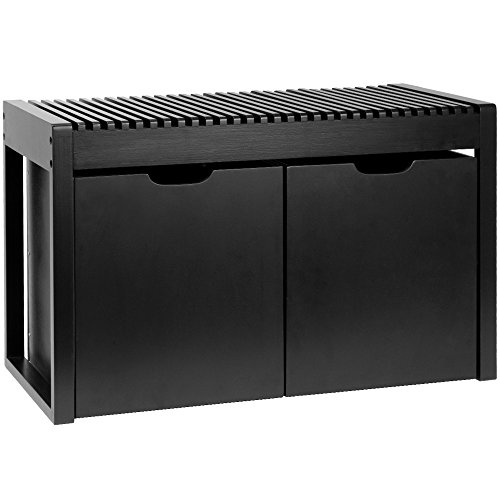 dasmöbelwerk Banc en bambou avec panier de rangement sur roulettes Noir Dimensions 47x80x33cm 5712110005589 (5712110005589)