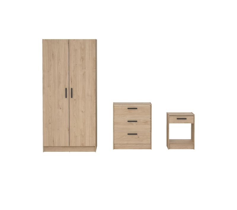  Lot Armoire Commode Chevet ESCAPE  imitation chêne code EAN 5713035092418 