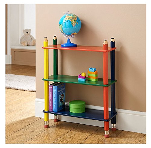 eShop4U Chambre enfant Jeux Jouet Étagère Bibliothèque style Crayon Crayon Multicolore Vert Orange Jaune Bleu marine en bois massif Décoration cadeau 5893838291093 (5893838291093)
