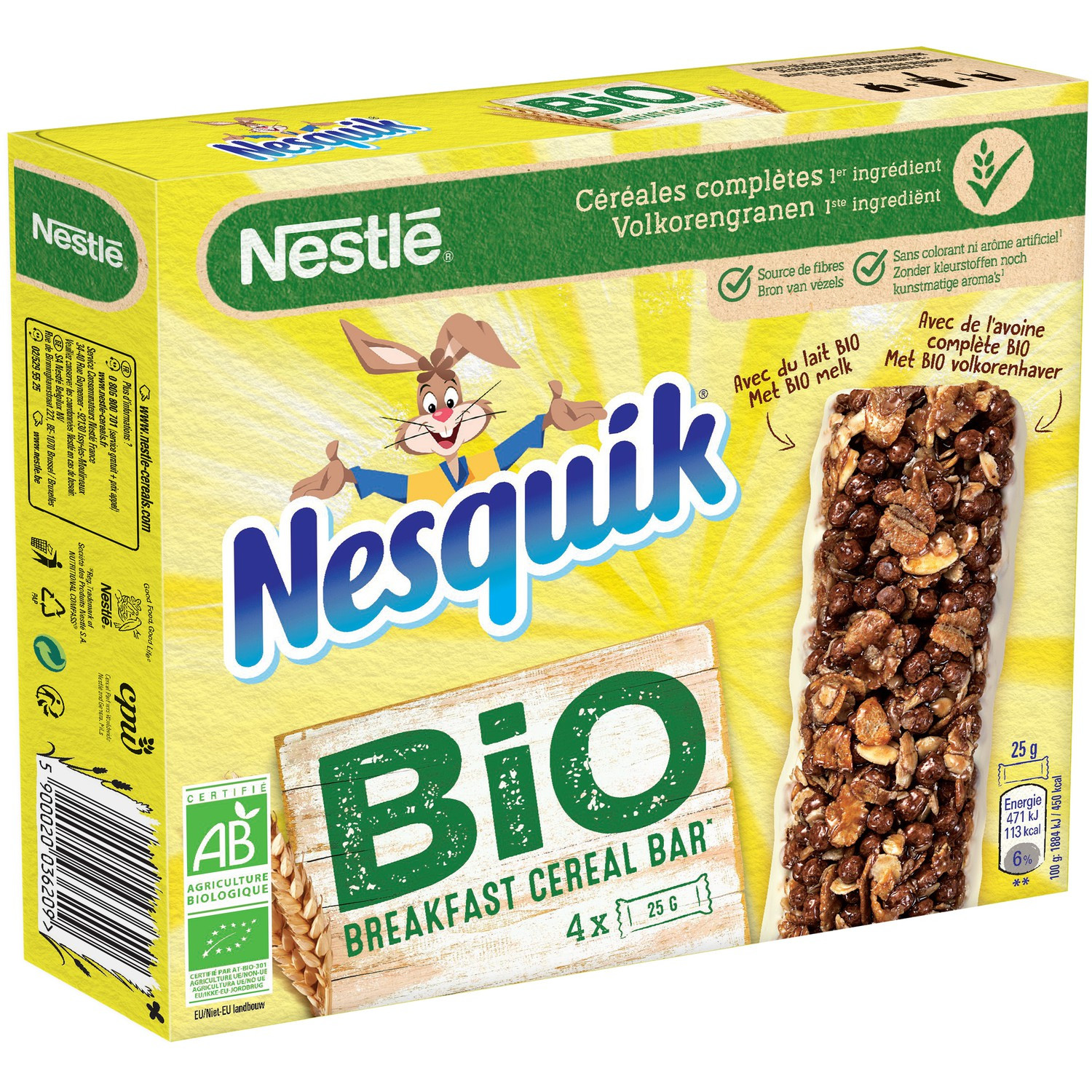 Barres céréales complètes au chocolat Bio NESQUIK