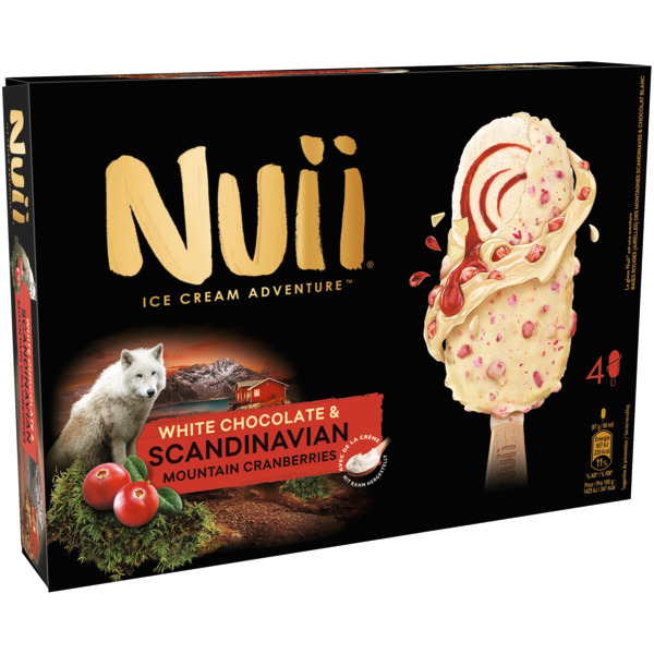 BÂTONNETS DE GLACE CHOCOLAT BLANC ET BAIES ROUGES
