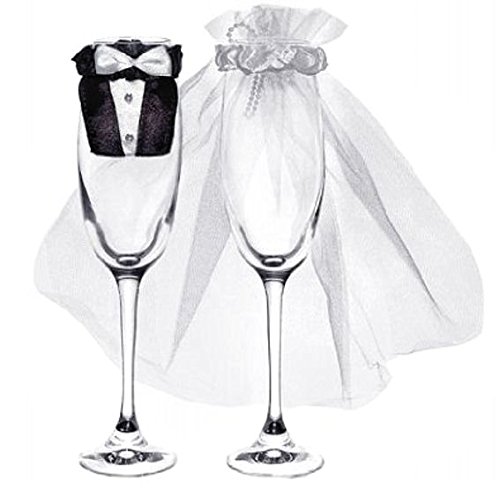 Geschenke schön verpacken Décorations de mariage pour flûtes à champagne, 1 paire code EAN 5901157416797 