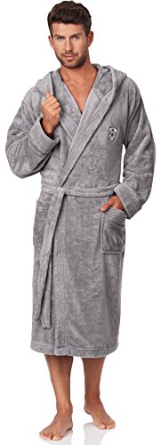 Peignoir homme avec capuche ivo long (gris, xxl)