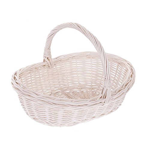 Wicker24 Panier en osier blanc avec anse,Panier gondole de courses en osier, Panier ovale code EAN 5901468714308 
