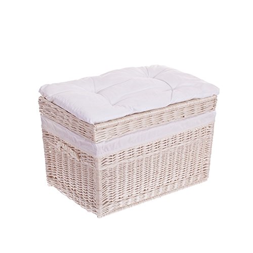 Grand panier,Corbeille Pouf Banc avec Coussin d...