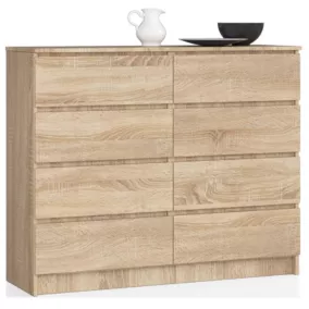  Commode AKORD K120 Chêne Sonoma 120 cm 8 tiroirs façade Chêne Sonoma 120x40x99 cm code EAN 5901738164505 