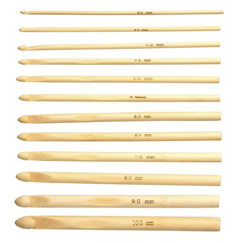 Fusion FUSION - Ensemble de 12 Haute Qualité bambou crochets Aiguilles - dans les tailles 3mm, 3,5mm, 4mm, 4.5mm, 5, 5,5, 6 mm, 6,5 mm, 7 mm, 8 mm, 9 mm et 10 mm - dans un plastique partitionnés portefeuille / cas code EAN 5901738520172 