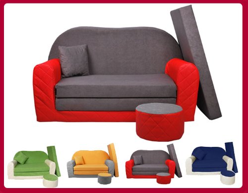 Sofa enfant 2 places convertibles Bi-color roug...