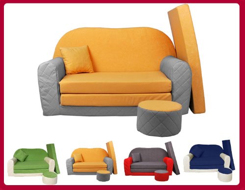 Sofa enfant 2 places convertibles Bi-color gris...