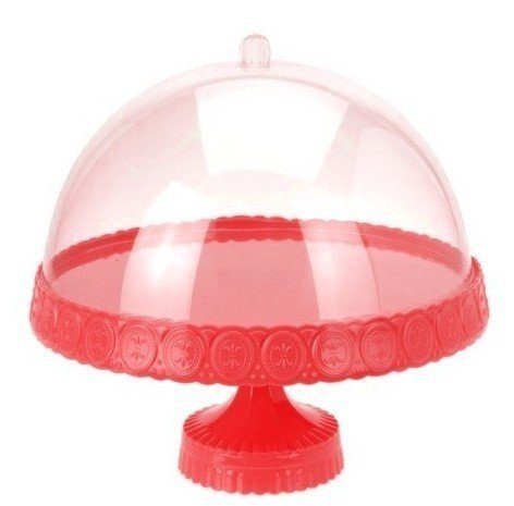 PRÉSENTOIR à gÂTEAU sUR pIED aVEC cOUVERCLE pLAT à gÂTEAUX oU gÂTEAUX à éTAGES eN pLAT à tARTE vERRE sUR pIED aVEC cOUVERCLE pLAT pOUR dES gÂTEAUX oU gÂTEAUX rouge 5902026790833 EMAKO