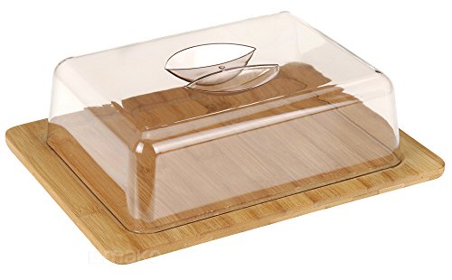 Bambou Plateau avec cloche transparent
