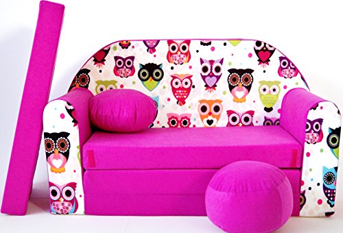 barabike Kindermöbel Barabike Kindermöbel H17 Canapé-lit pliant pour enfants 3 en 1 avec pouf, coussin et matelas 5902150544302 (5902150544302)
