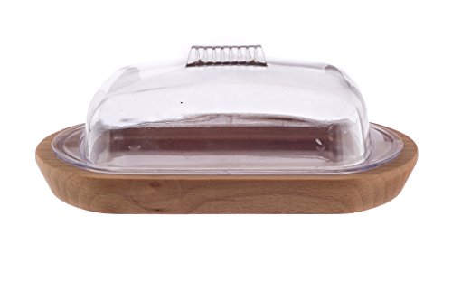 Prezident Line Brun boîte de beurrier en bois avec couvercle en plastique transparent, EF1370002 5903456003470 (5903456003470)