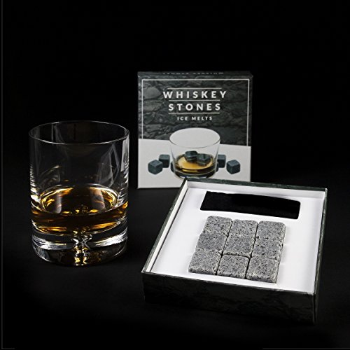 Whiskey stones drink4boys Lot de 9 pierres à whisky Rocks Glaçons Glace Whisky en granit sur le Rocks avec une boîte cadeau sac en velours, code EAN 5904730926638 