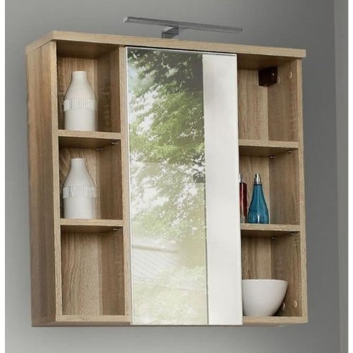 VERIS Pharmacie avec miroir chêne et Blanc