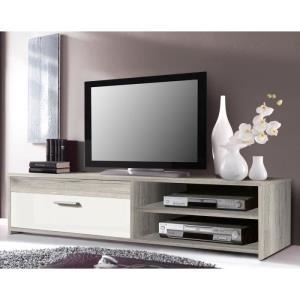 KATSO Meuble TV 120 cm chene/blanc brillant