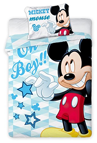 MICKEY MOUSSE LINGE DE LIT BEBE GARCON PARURE H...