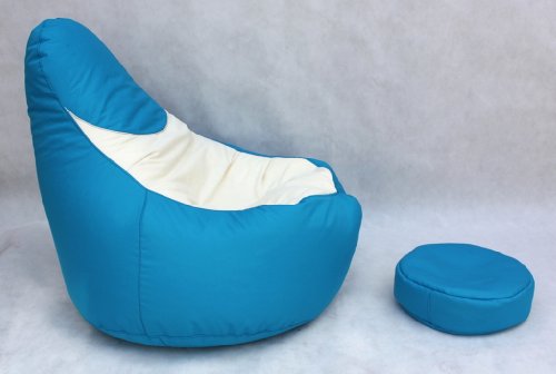 Pouffe bleu salon mobilier confortable pouf géant