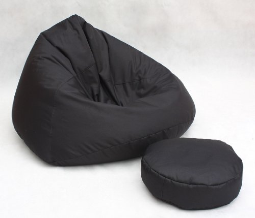 Canapé + pouffe noir salon mobilier confortable...