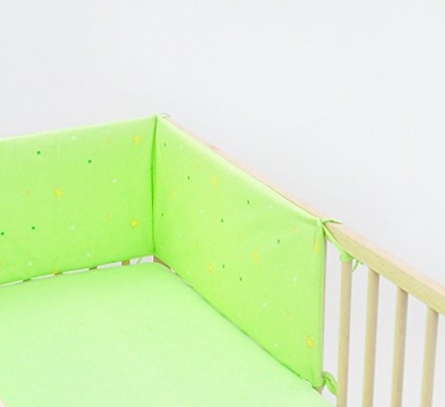 ETS Protection pour le barreau env.30x180 parure de lit literie pour bébé enfant (dessin: nounours et étoiles_jaune-vert) code EAN 5905560301428 
