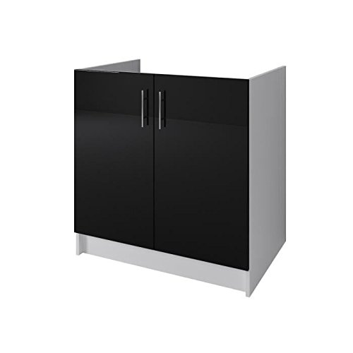 CITY Meuble sous évier 80 cm - Noir laqué
