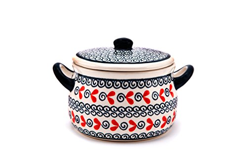 Bunzlauer Keramik Tasse à soupe/pot à confiture/lard casserole avec couvercle plat 0,35 l motif 1138 code EAN 5907156327133 
