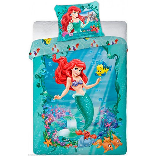 PRINCESSES ARIEL - LINGE DE LIT PARURE HOUSSE D...